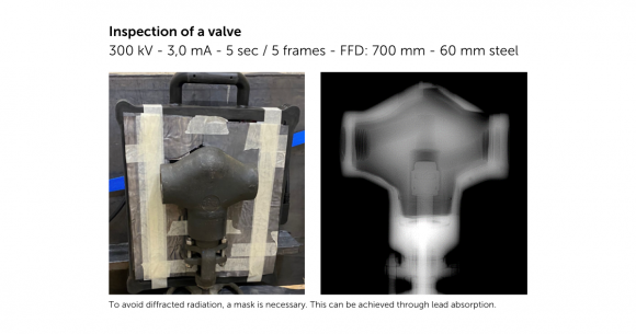 Inspection of a valve with an aSi detector
