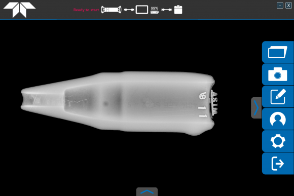 Image generated during the inspection of a mortar shell with our CP300DS and our Go-Scan 4335